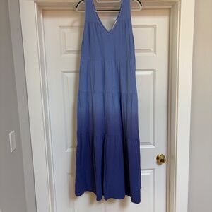 MARINE LAYER, EUC, GAUZY OMBRE BLUE MAXI DRESS WITH POCKETS SZ MEDIUM